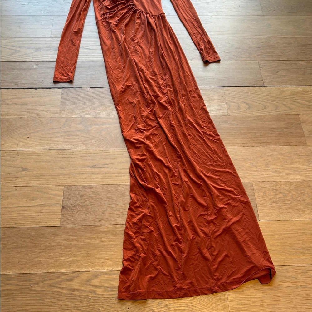 H&M Studio Collection Gathered Bodycon Dress (Burnt orange) - Picture 14 of 15